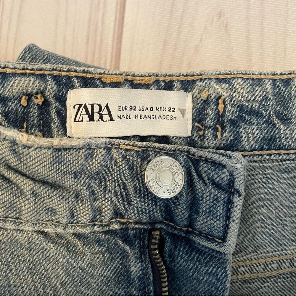 Zara Barrel Baggy Jeans Women’s 0 Blue Faded Utility Cargo Multipocket Y2K - Picture 13 of 16